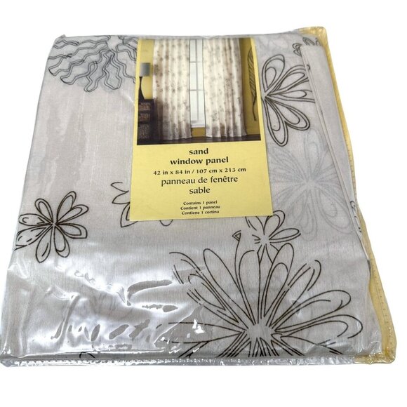 PIER 1 IMPORTS Curtains Pair of Panels Sand Floral Sheer Rod Pocket NEW 42x84 - Picture 6 of 11